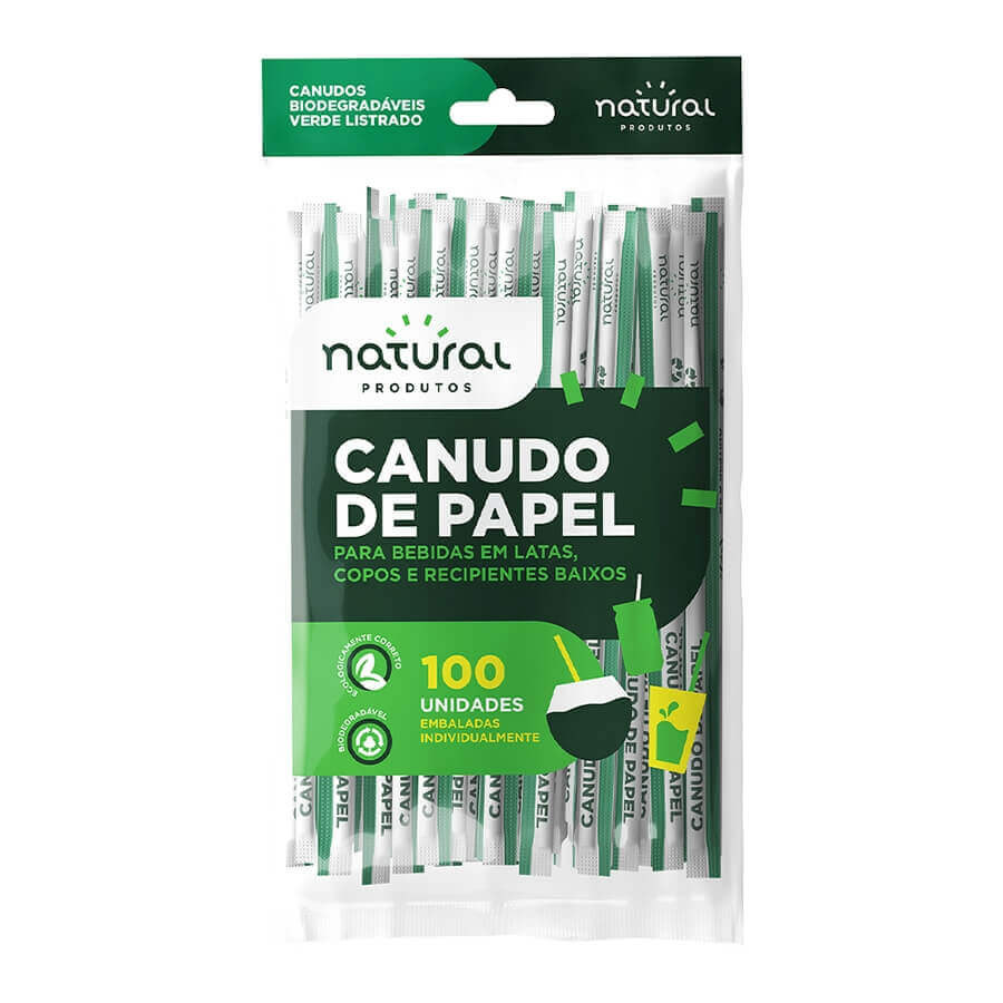 Canudo de Papel Lata Cor Verde Listrado